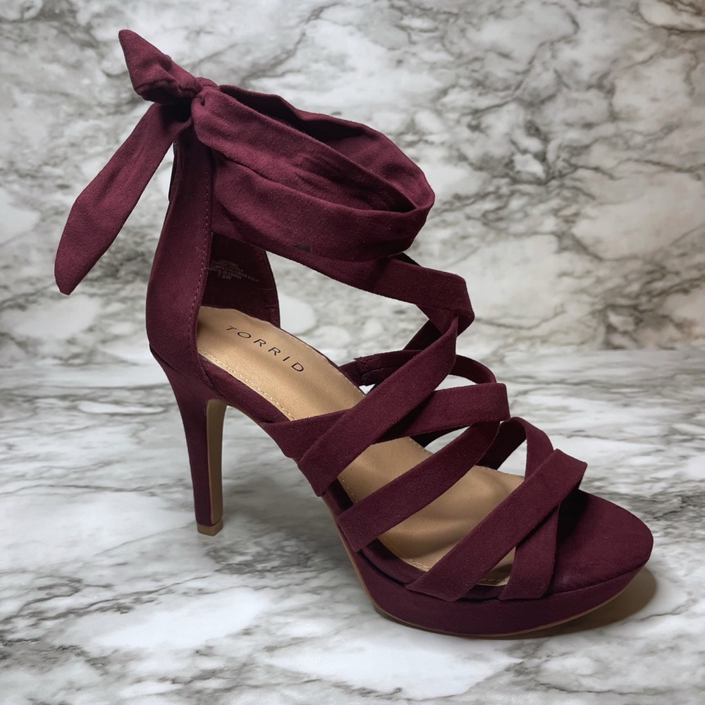 Torrid Burgundy Strappy Platform Heels 7.5w